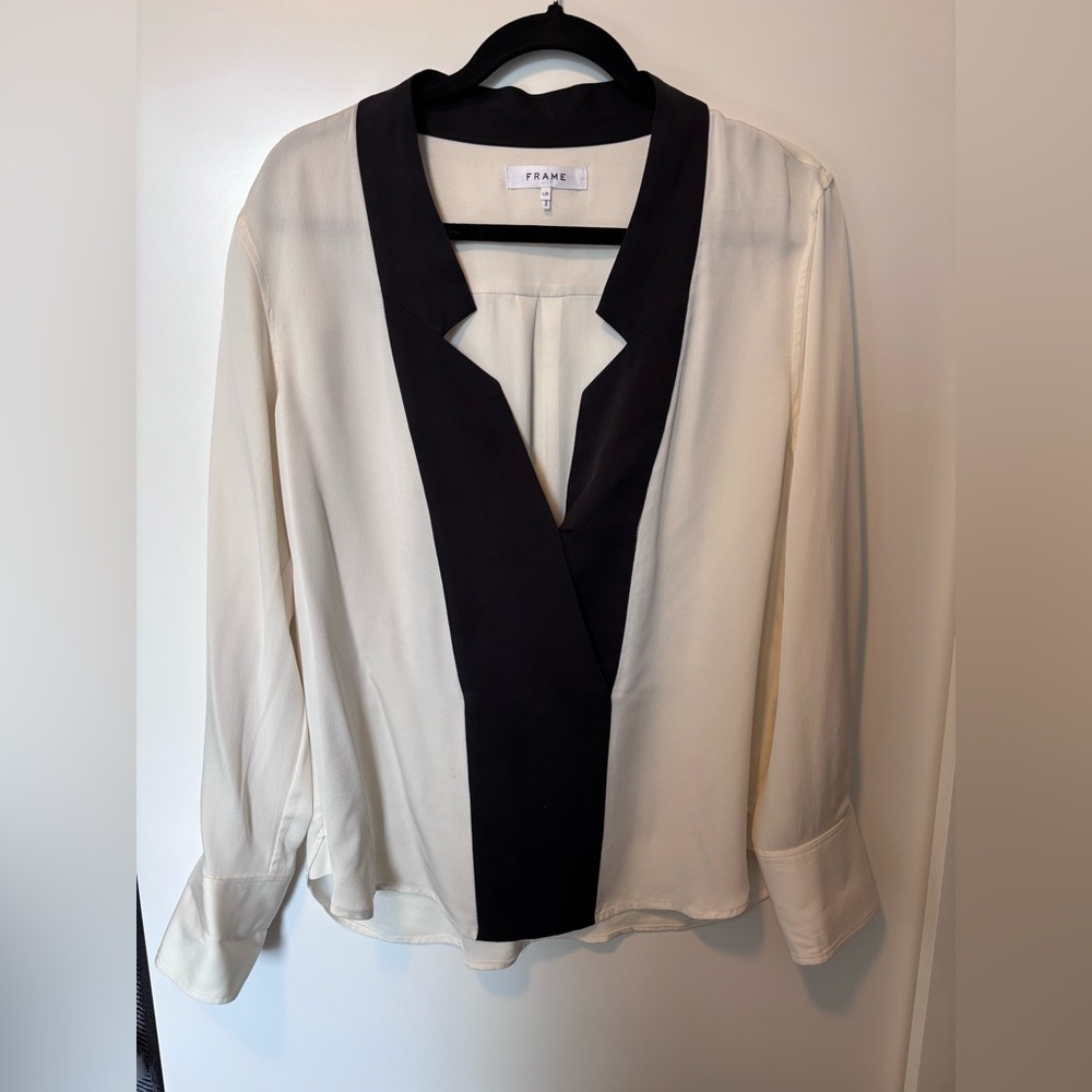 Frame Denim silk deep-V blouse